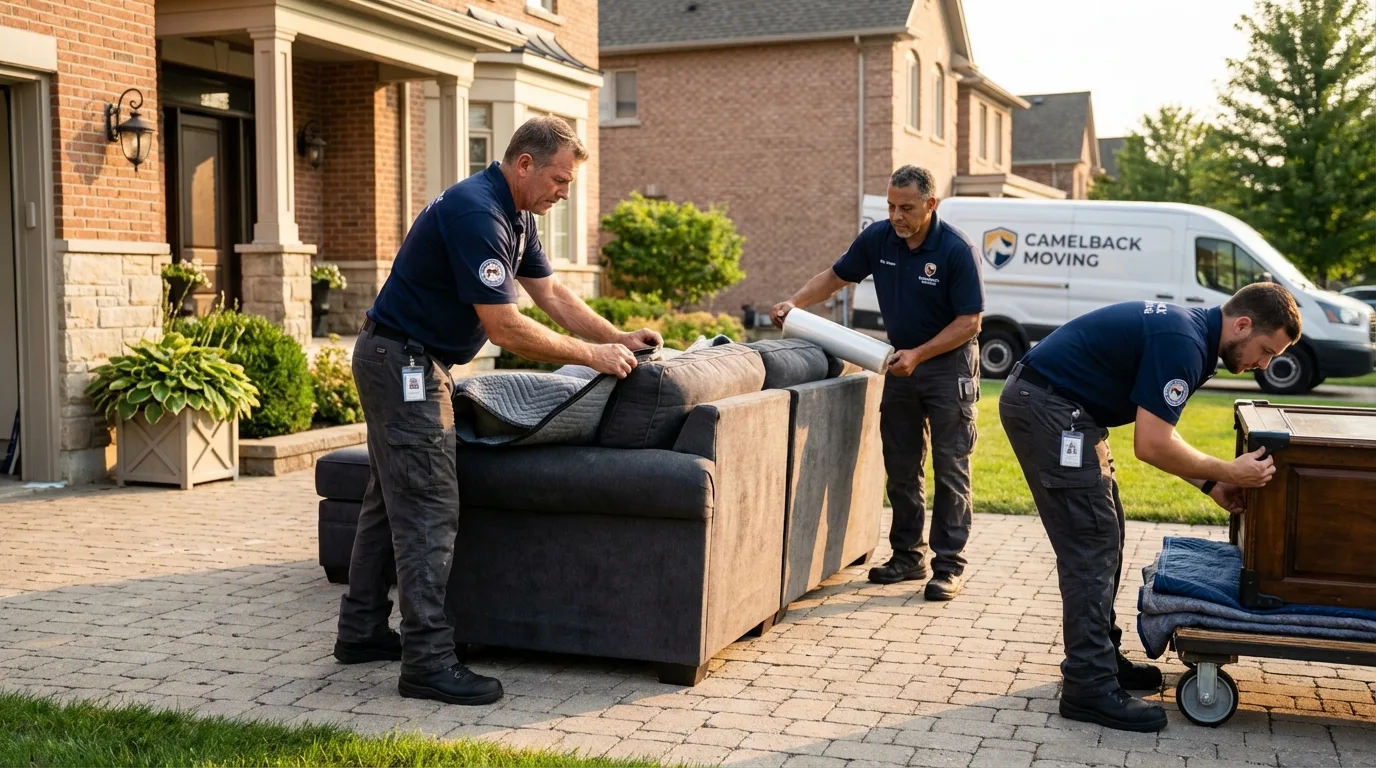 Large estate moving crew wrapping furniture in Laurel Hill, NC