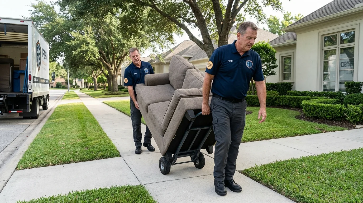 Local residential moving crew loading furniture in Laurel Hill, NC